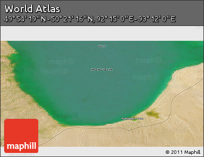 Satellite 3D Map of the Area around 50° 7' 47" N, 92° 43' 29" E