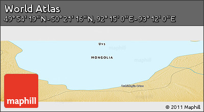 Physical Panoramic Map of the Area around 50° 7' 47" N, 92° 43' 29" E