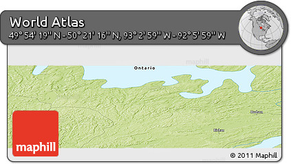Physical Panoramic Map of the Area around 50° 7' 47" N, 92° 34' 29" W