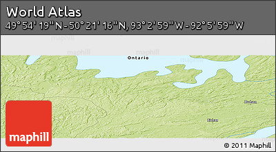 Physical Panoramic Map of the Area around 50° 7' 47" N, 92° 34' 29" W