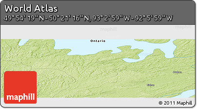 Physical Panoramic Map of the Area around 50° 7' 47" N, 92° 34' 29" W