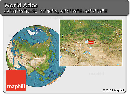 Satellite Location Map of the Area around 50° 7' 47" N, 93° 34' 29" E