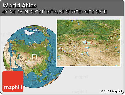 Satellite Location Map of the Area around 50° 7' 47" N, 93° 34' 29" E