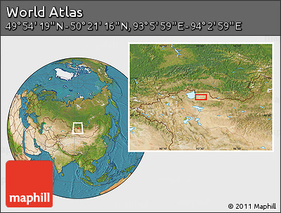 Satellite Location Map of the Area around 50° 7' 47" N, 93° 34' 29" E