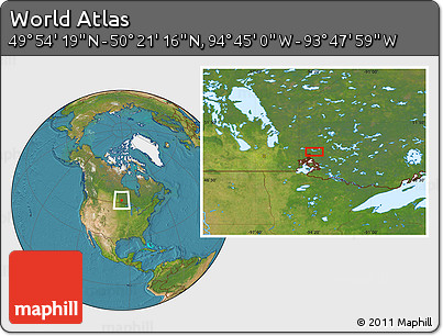 Satellite Location Map of the Area around 50° 7' 47" N, 94° 16' 30" W