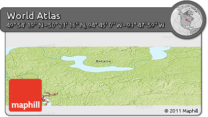 Physical Panoramic Map of the Area around 50° 7' 47" N, 94° 16' 30" W
