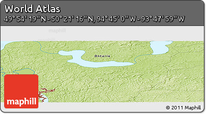 Physical Panoramic Map of the Area around 50° 7' 47" N, 94° 16' 30" W