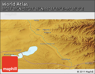 Physical 3D Map of the Area around 50° 7' 47" N, 95° 16' 30" E