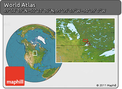 Satellite Location Map of the Area around 50° 7' 47" N, 95° 7' 30" W