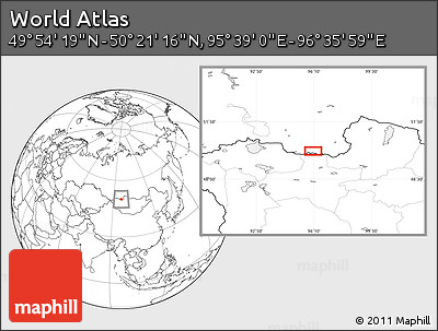 Blank Location Map of the Area around 50° 7' 47" N, 96° 7' 30" E