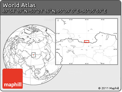 Blank Location Map of the Area around 50° 7' 47" N, 96° 7' 30" E