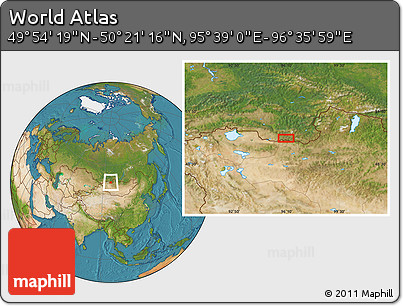 Satellite Location Map of the Area around 50° 7' 47" N, 96° 7' 30" E