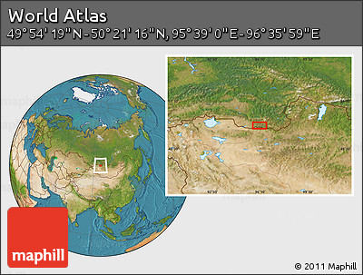 Satellite Location Map of the Area around 50° 7' 47" N, 96° 7' 30" E