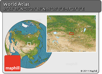 Satellite Location Map of the Area around 50° 7' 47" N, 96° 58' 29" E