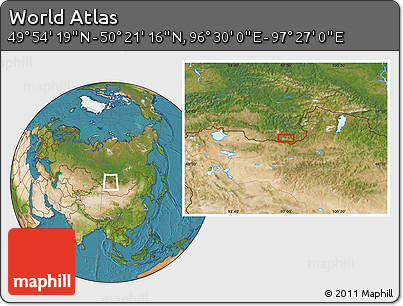 Satellite Location Map of the Area around 50° 7' 47" N, 96° 58' 29" E