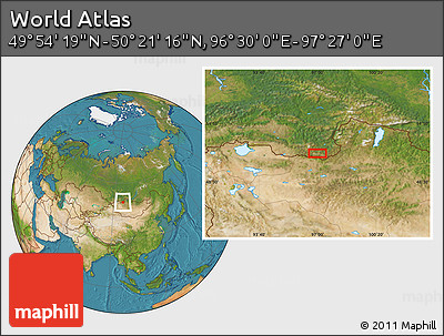 Satellite Location Map of the Area around 50° 7' 47" N, 96° 58' 29" E