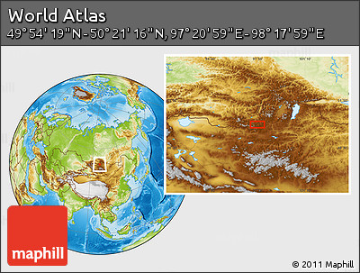 Physical Location Map of the Area around 50° 7' 47" N, 97° 49' 29" E