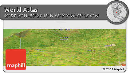 Satellite Panoramic Map of the Area around 50° 7' 47" N, 97° 40' 30" W
