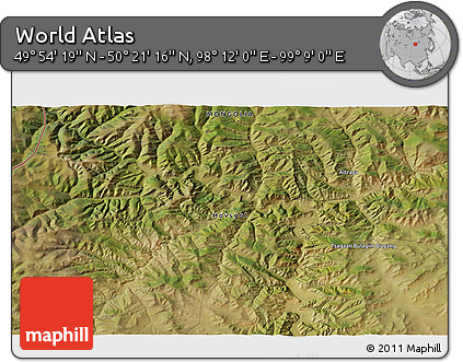 Satellite 3D Map of the Area around 50° 7' 47" N, 98° 40' 30" E
