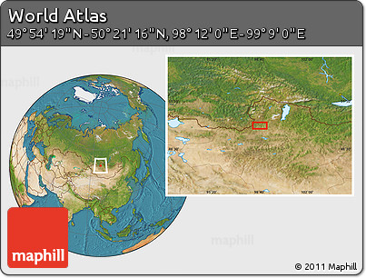 Satellite Location Map of the Area around 50° 7' 47" N, 98° 40' 30" E