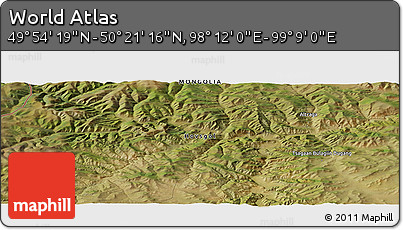 Satellite Panoramic Map of the Area around 50° 7' 47" N, 98° 40' 30" E