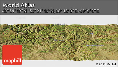 Satellite Panoramic Map of the Area around 50° 7' 47" N, 98° 40' 30" E