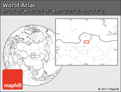 Blank Location Map of the Area around 50° 7' 47" N, 99° 31' 30" E