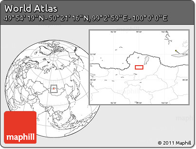 Blank Location Map of the Area around 50° 7' 47" N, 99° 31' 30" E