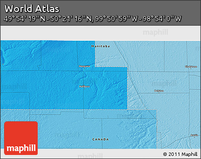 Political 3D Map of the Area around 50° 7' 47" N, 99° 22' 30" W