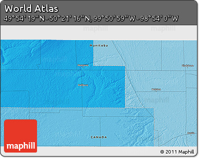 Political 3D Map of the Area around 50° 7' 47" N, 99° 22' 30" W