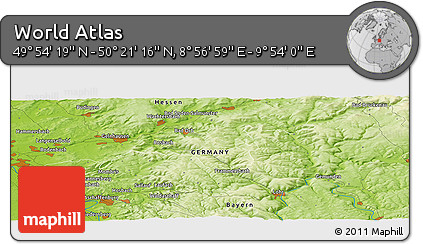 Physical Panoramic Map of the Area around 50° 7' 47" N, 9° 25' 30" E