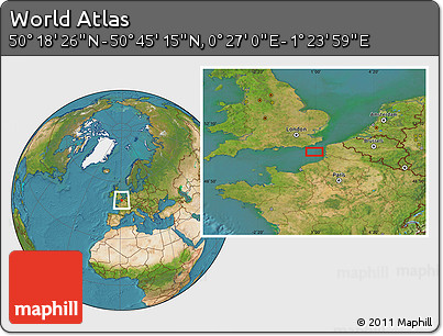 Satellite Location Map of the Area around 50° 31' 50" N, 0° 55' 29" E