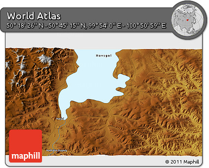 Physical 3D Map of the Area around 50° 31' 50" N, 100° 22' 30" E