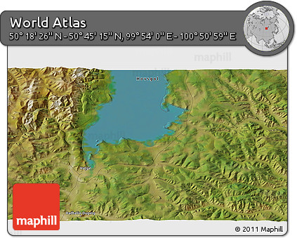 Satellite 3D Map of the Area around 50° 31' 50" N, 100° 22' 30" E