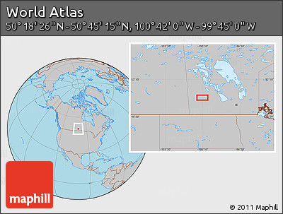 Gray Location Map of the Area around 50° 31' 50" N, 100° 13' 29" W
