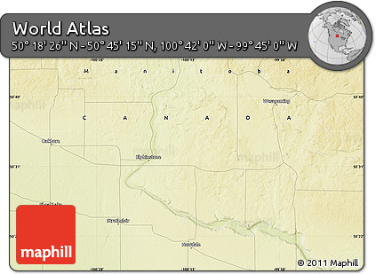 Physical Map of the Area around 50° 31' 50" N, 100° 13' 29" W