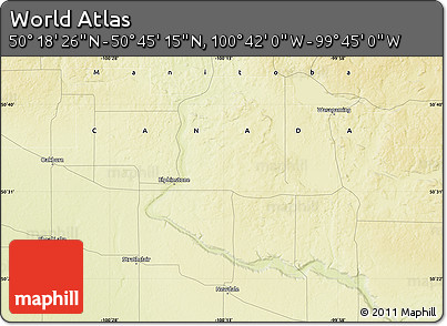 Physical Map of the Area around 50° 31' 50" N, 100° 13' 29" W