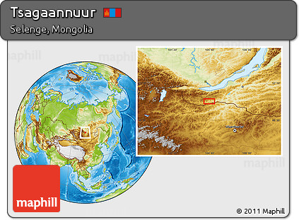 Physical Location Map of Tsagaannuur