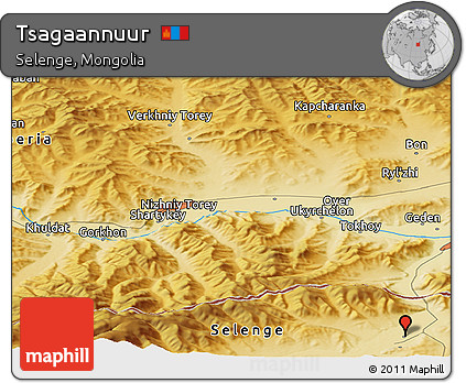 Physical Panoramic Map of Tsagaannuur