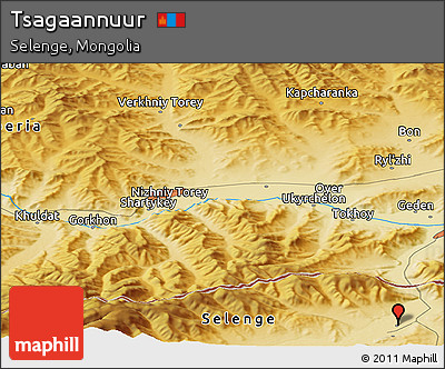 Physical Panoramic Map of Tsagaannuur