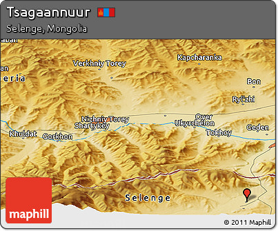 Physical Panoramic Map of Tsagaannuur