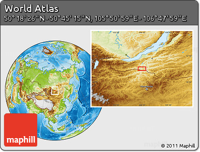 Physical Location Map of the Area around 50° 31' 50" N, 106° 19' 29" E
