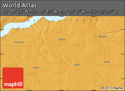 Political Map of the Area around 50° 31' 50" N, 107° 1' 30" W