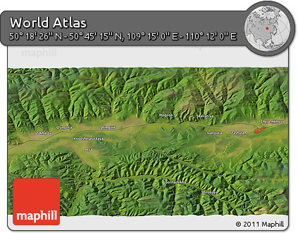 Satellite 3D Map of the Area around 50° 31' 50" N, 109° 43' 29" E