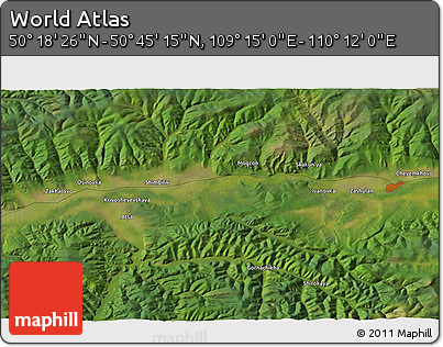 Satellite 3D Map of the Area around 50° 31' 50" N, 109° 43' 29" E