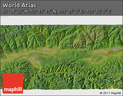 Satellite 3D Map of the Area around 50° 31' 50" N, 109° 43' 29" E