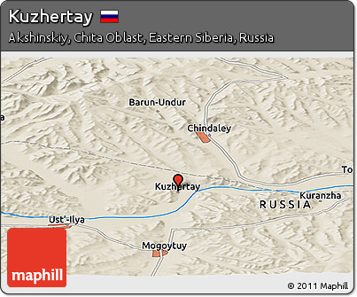 Shaded Relief Panoramic Map of Kuzhertay