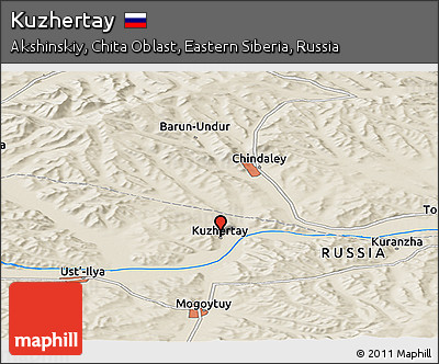 Shaded Relief Panoramic Map of Kuzhertay