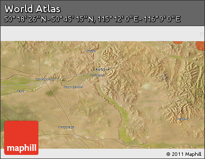 Satellite 3D Map of the Area around 50° 31' 50" N, 115° 40' 30" E