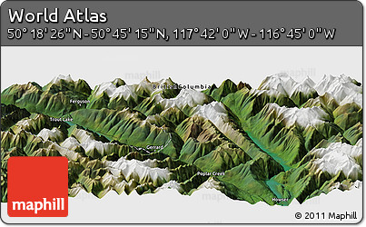 Satellite Panoramic Map of the Area around 50° 31' 50" N, 117° 13' 29" W